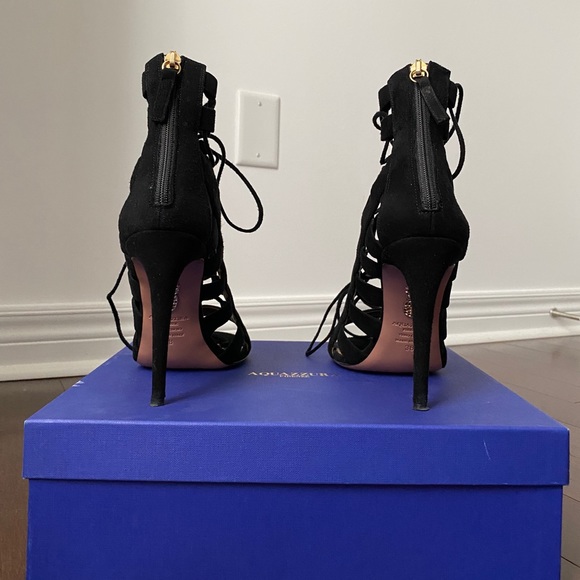 Aquazurra Black Suede “Amazon 105” Heels - Picture 4 of 12